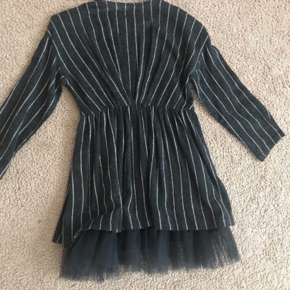 ❌SOLD❌Zara gray stripe dress with tulle size 8 EUC